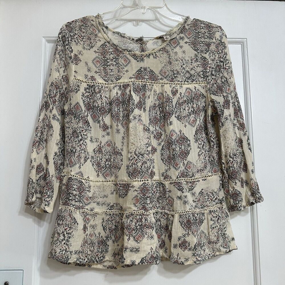 Lucky Brand Women’s Blouse, Boho Patterned, Lightweight, 100% Viscose, Medium